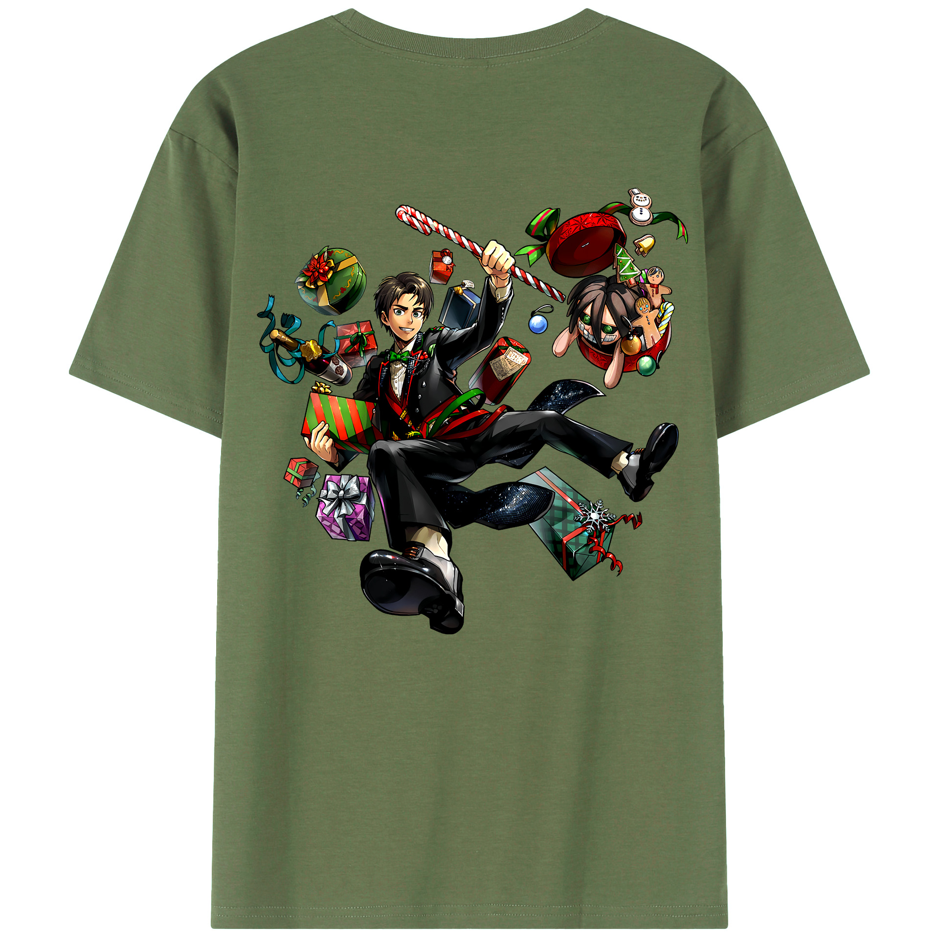 （画像用） 進撃の巨人 エレン･イェーガー Attack on Titan Eren Jäger 綿100％ メンズ半袖Tシャツ（バックプリント） 通気性